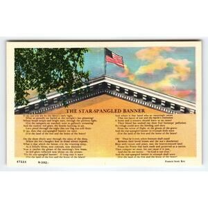 Vintage Linen Star-Spangled Banner Patriotic Postcard by Asheville Post Card Co